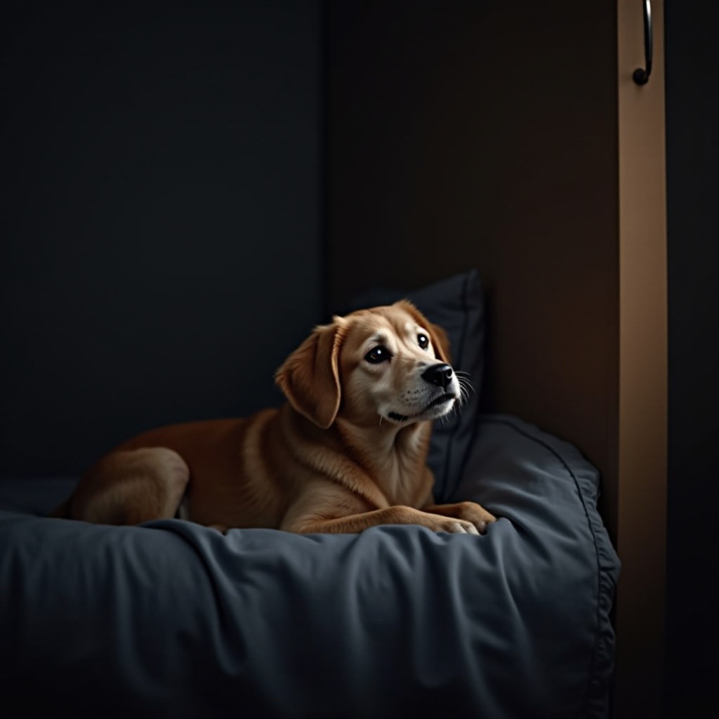 perro mayor llorando por la noche