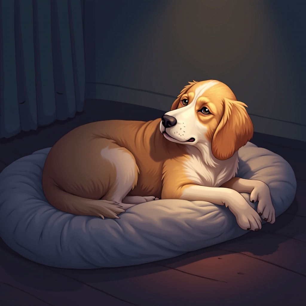 cachorro velho chorando à noite