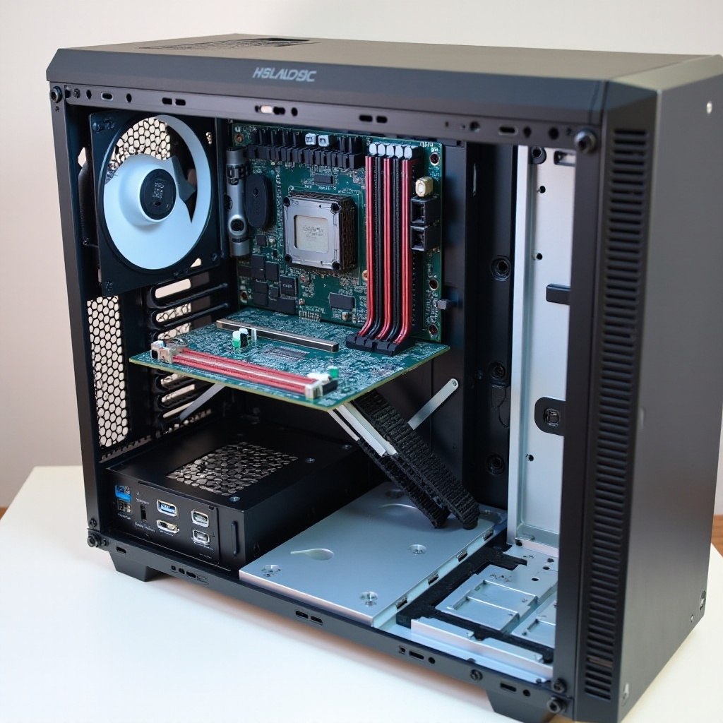 laptop-moederbord in pc-behuizing