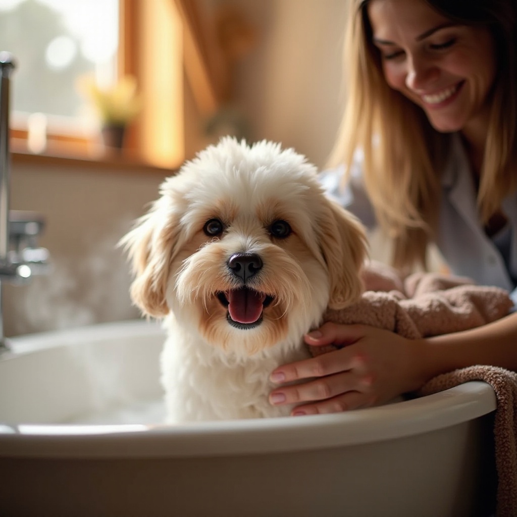 fare il bagno a un cane in inverno