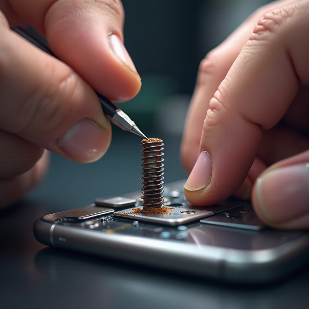 como remover um parafuso danificado do iPhone