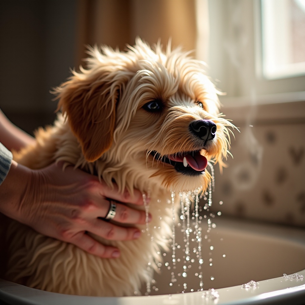 bañar a un perro en invierno